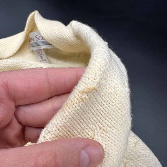 Vintage Cardigan Sweater Karen Scott USA Cotton Pale Yellow Womens Small 1980s - Picture 6 of 9